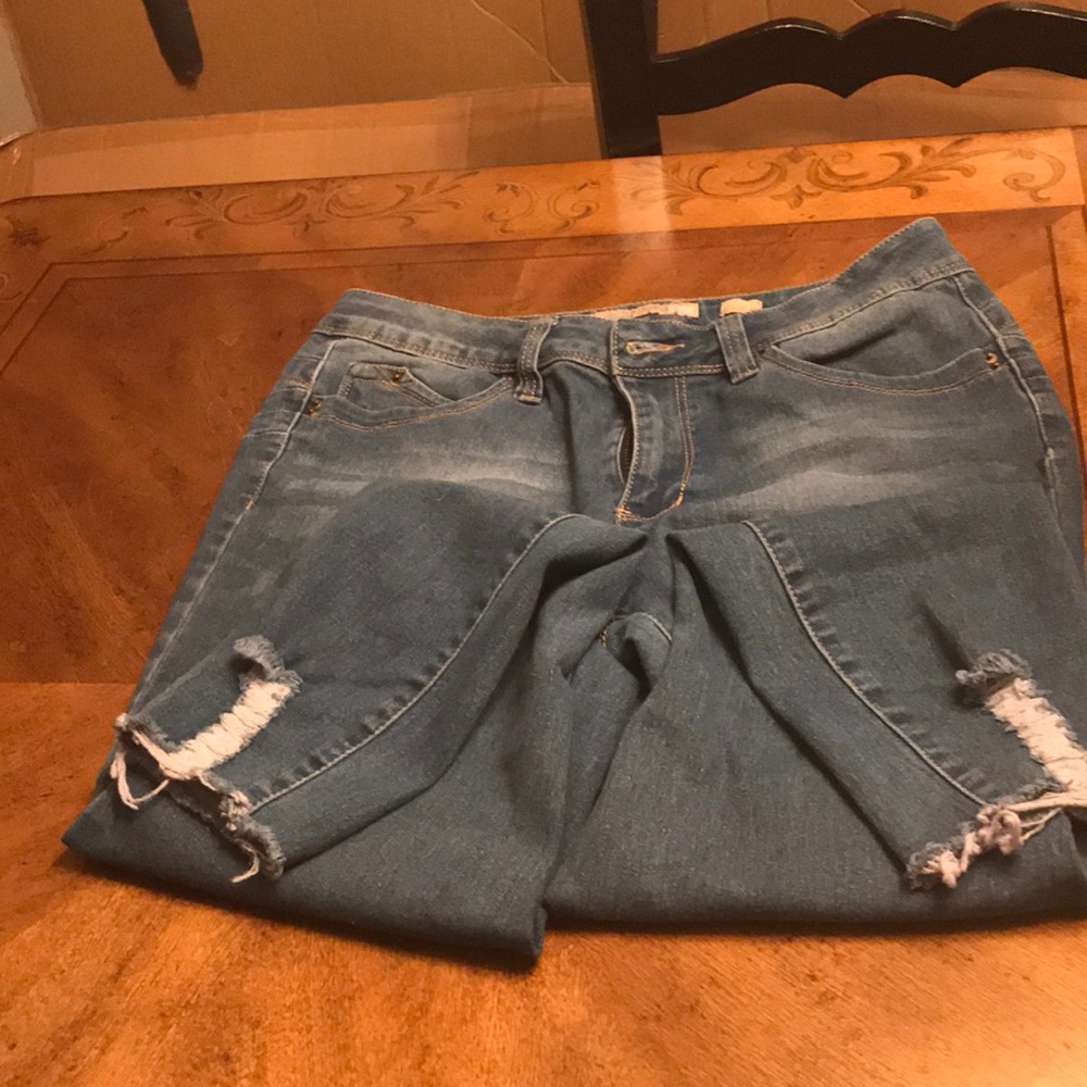 Comfortable jeans distressed and so soft.
